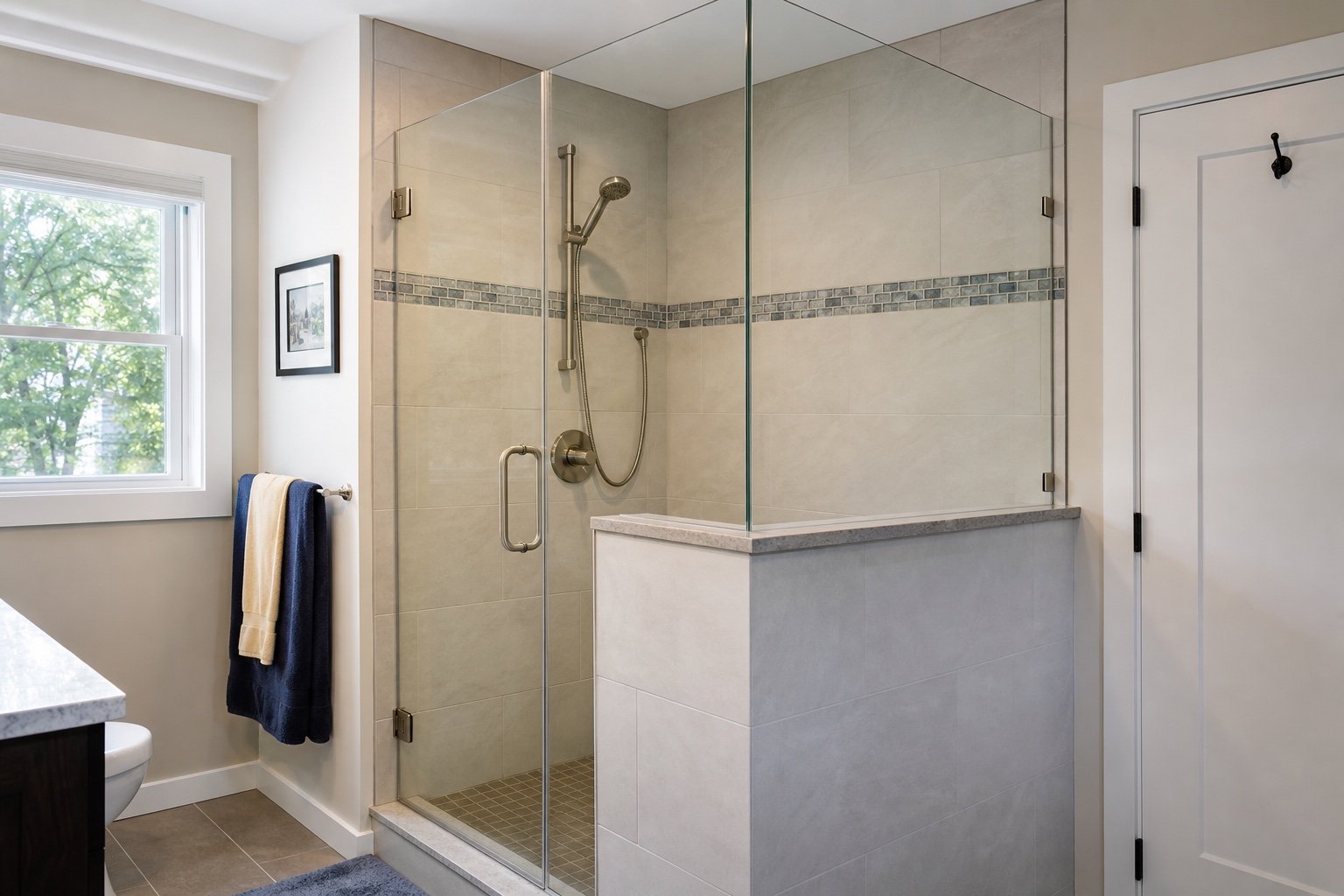 Inline Pivot Door, Panel & Half Panel example